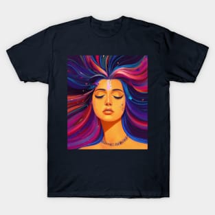 A beautiful girl with a magnificent hairstyle. T-Shirt